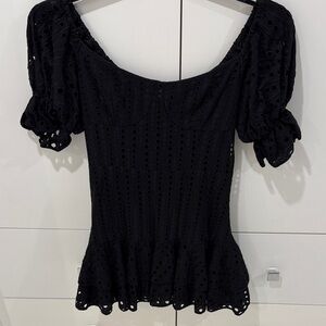 Charo Ruiz Size S Elegant Black Eyelet Women's dress